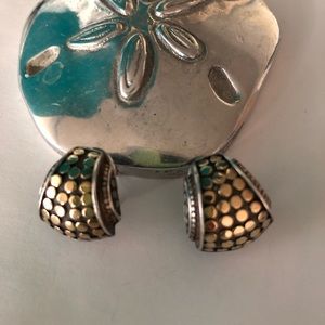 Beautiful John Hardy sterling silver and brushed gold pierced earrings